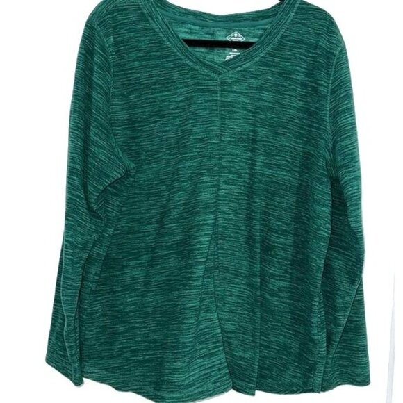 St. Johns Bay XXL Green Long Sleeve V-Neck Top - Picture 3 of 5
